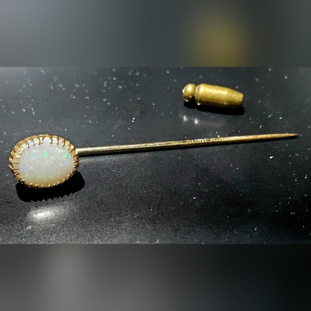 10K GOLD Beautiful antique Victorian  Australian opal hat pin